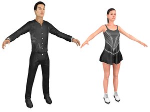 male female figure skater 3D model