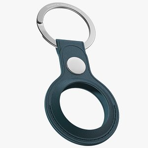 AirTag Leather Key Ring Blue 3D model