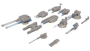 sci-fi guns set 3D model