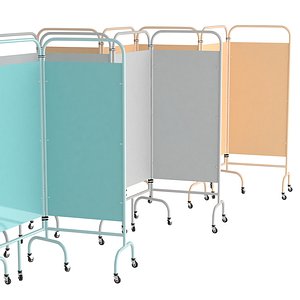 Mobile Folding Hospital Privacy Screen Collection 3D model