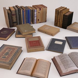 3d old books set 3