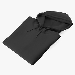3D Folded Sweatshirt with Hood Black