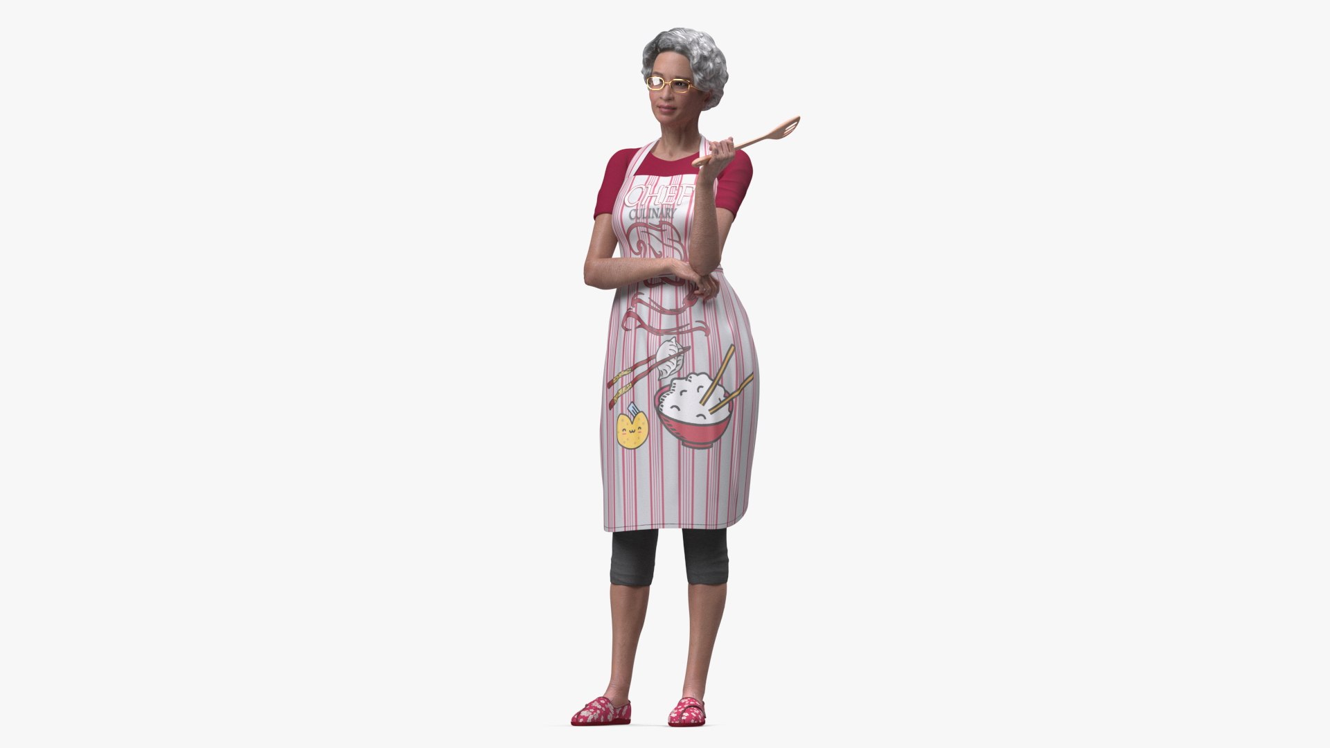 Korean Woman Kitchen Style Rigged 3D model preview