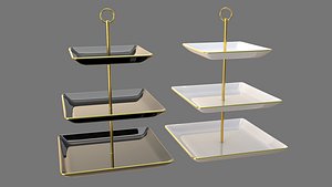 Square Plate Stand Collection 3D model