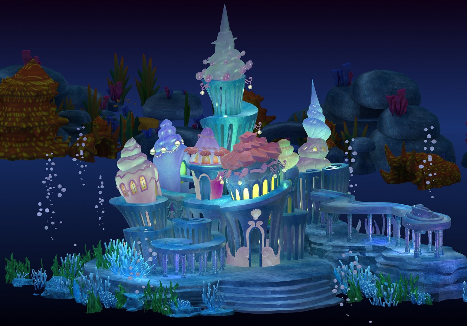 3D Model Cartoon Underwater Palace TurboSquid 2086723