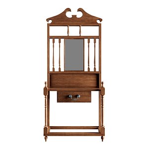 Antique Console Table with wood frame Mirror 3D model