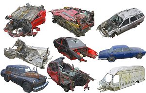 3D Wrecked &amp; Abandoned Cars Pack model
