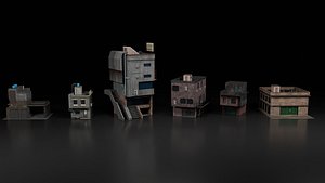 Cyberpunk Buildings - Low Poly - Game Ready - PBR