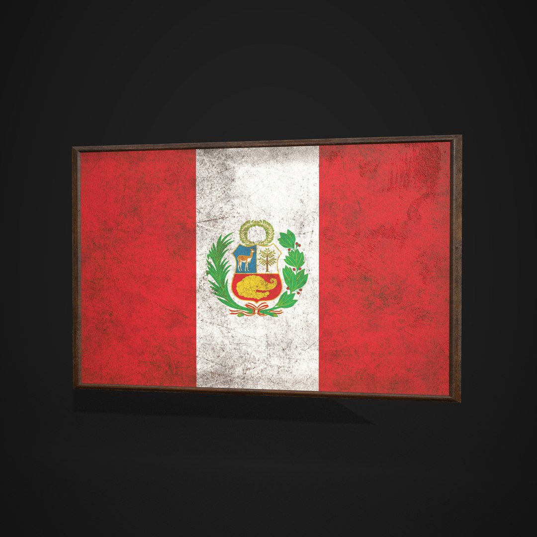 Old Picture Frame With Peru Flag - Game Ready PBR Low-poly 3D Model ...
