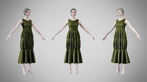 Dress 24 Olive Green Velvet