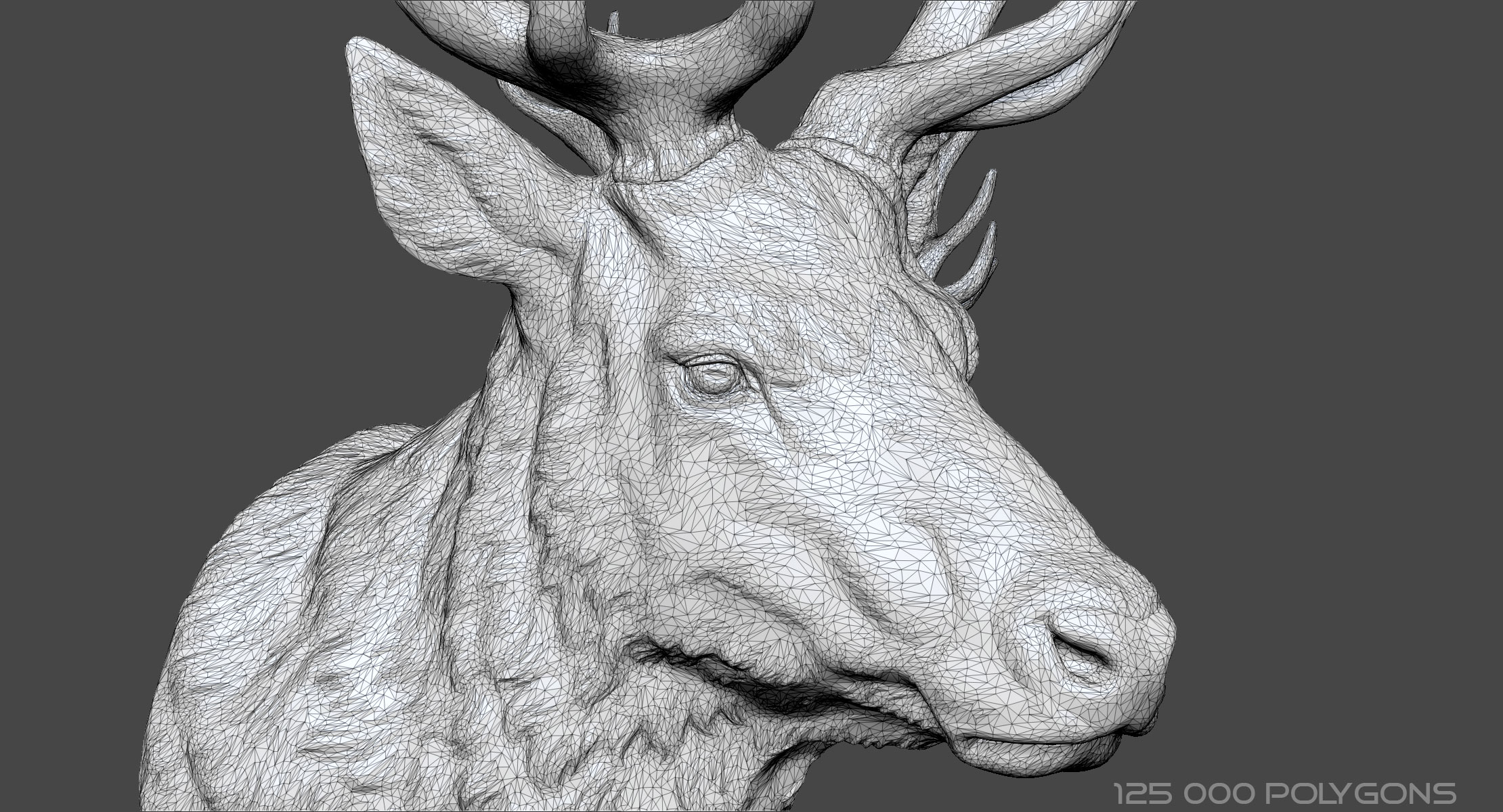 deer stag head sculpture 3d obj