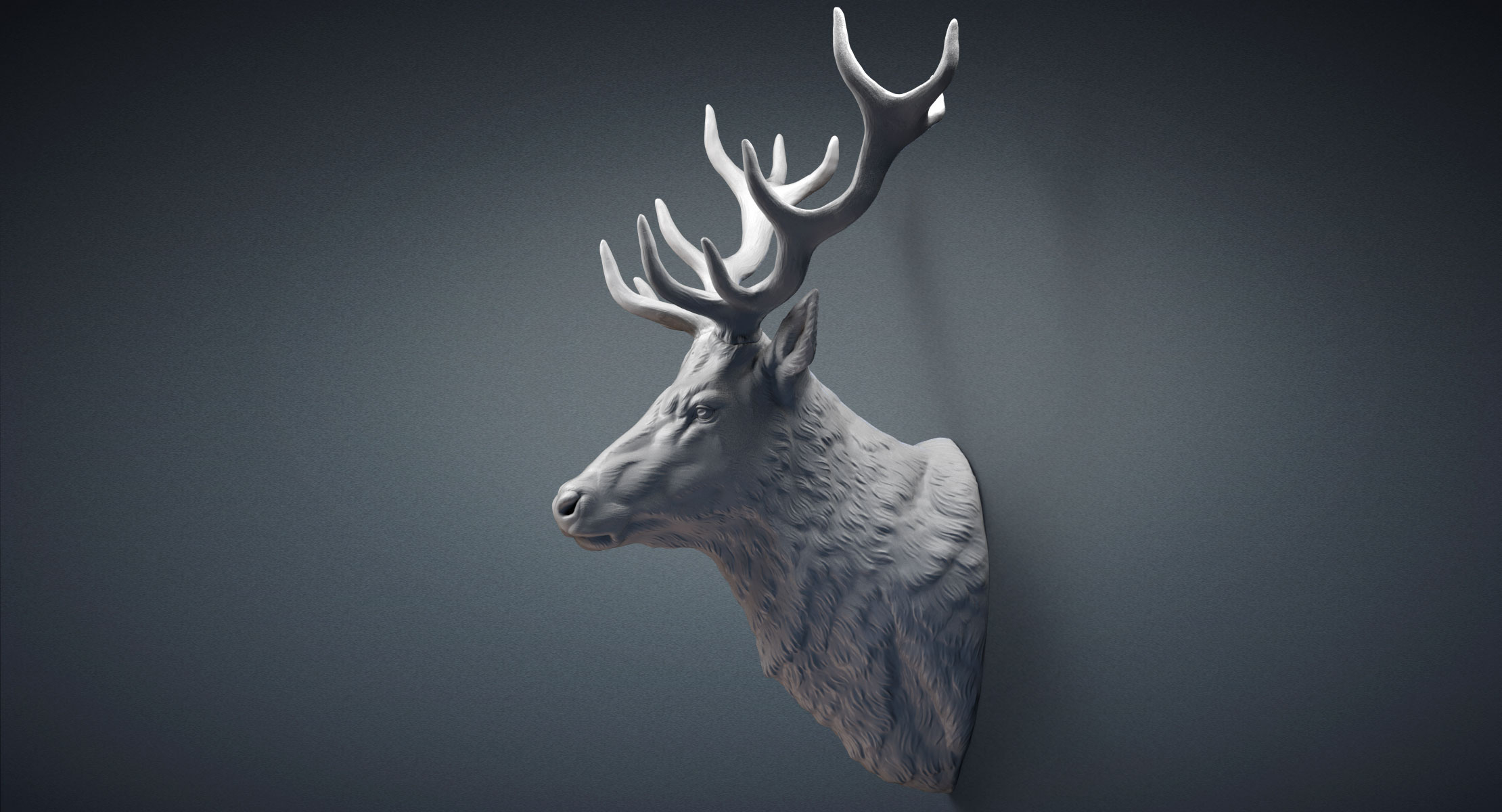 deer stag head sculpture 3d obj