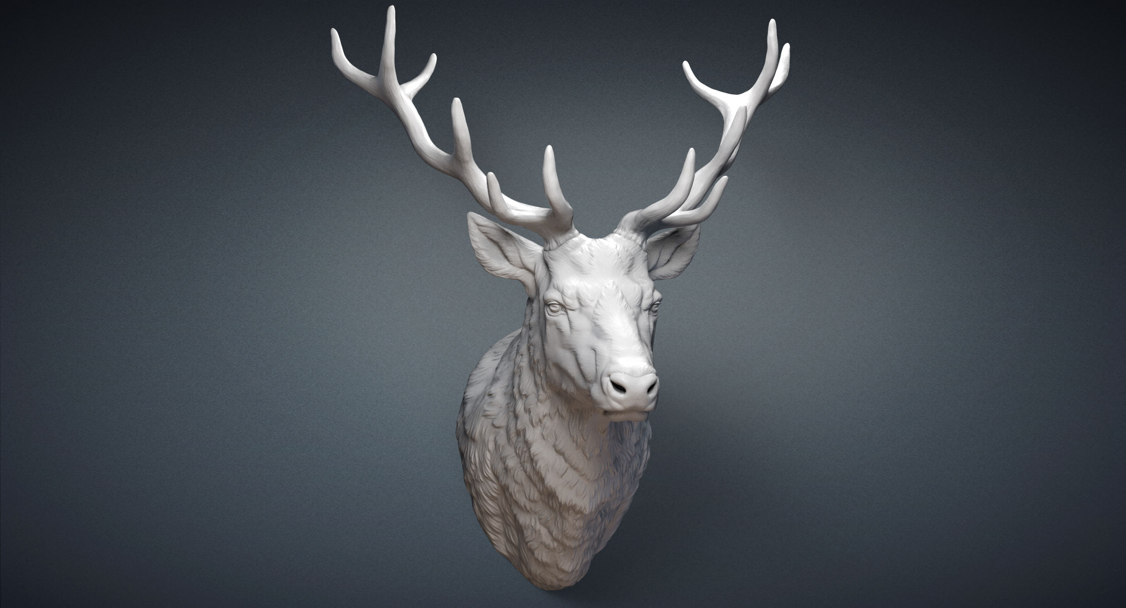 deer stag head sculpture 3d obj