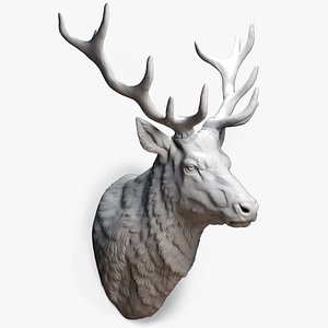 deer stag head sculpture 3d obj