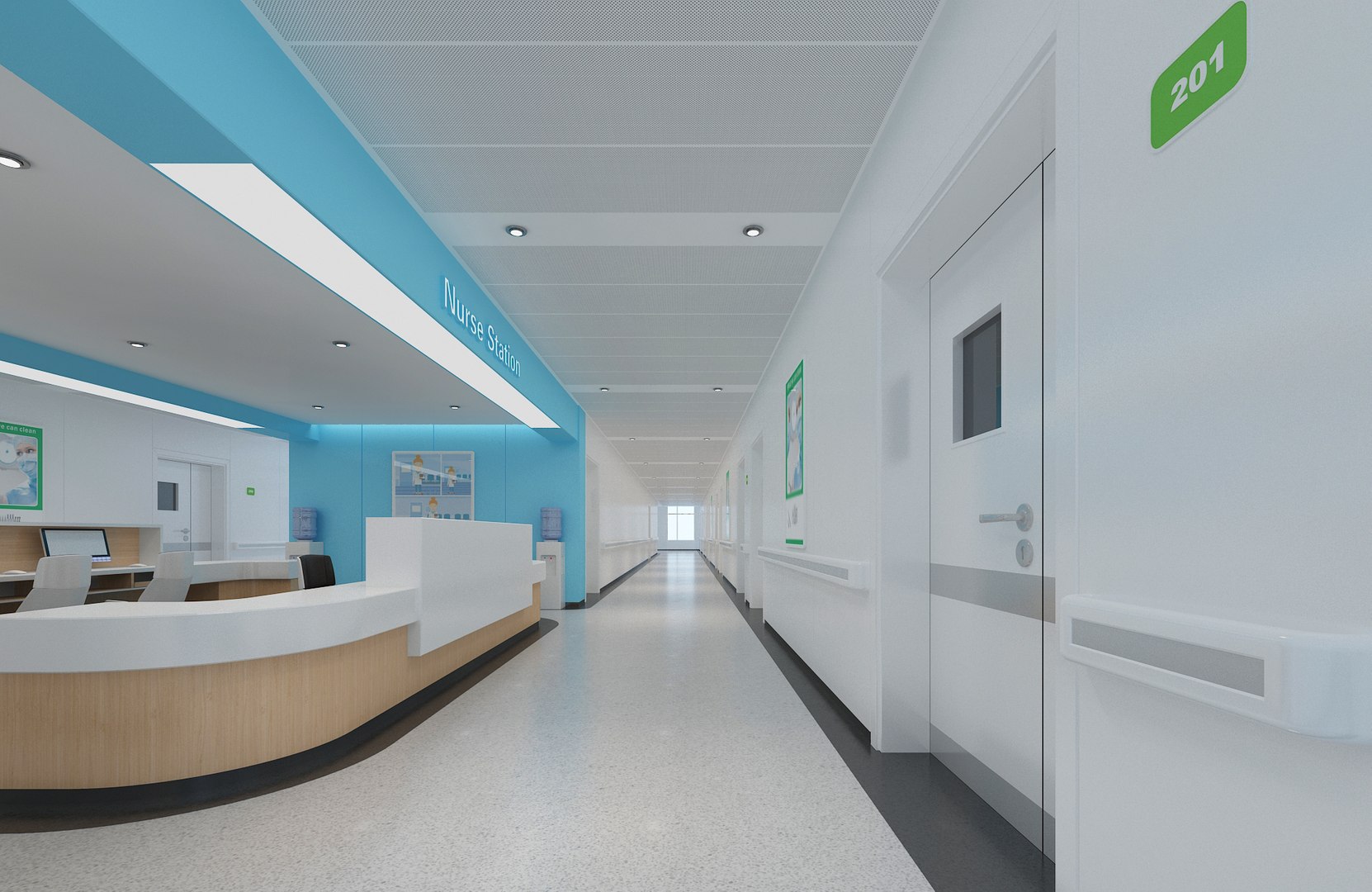 3D Hospital Hallway 03 Model - TurboSquid 2096238