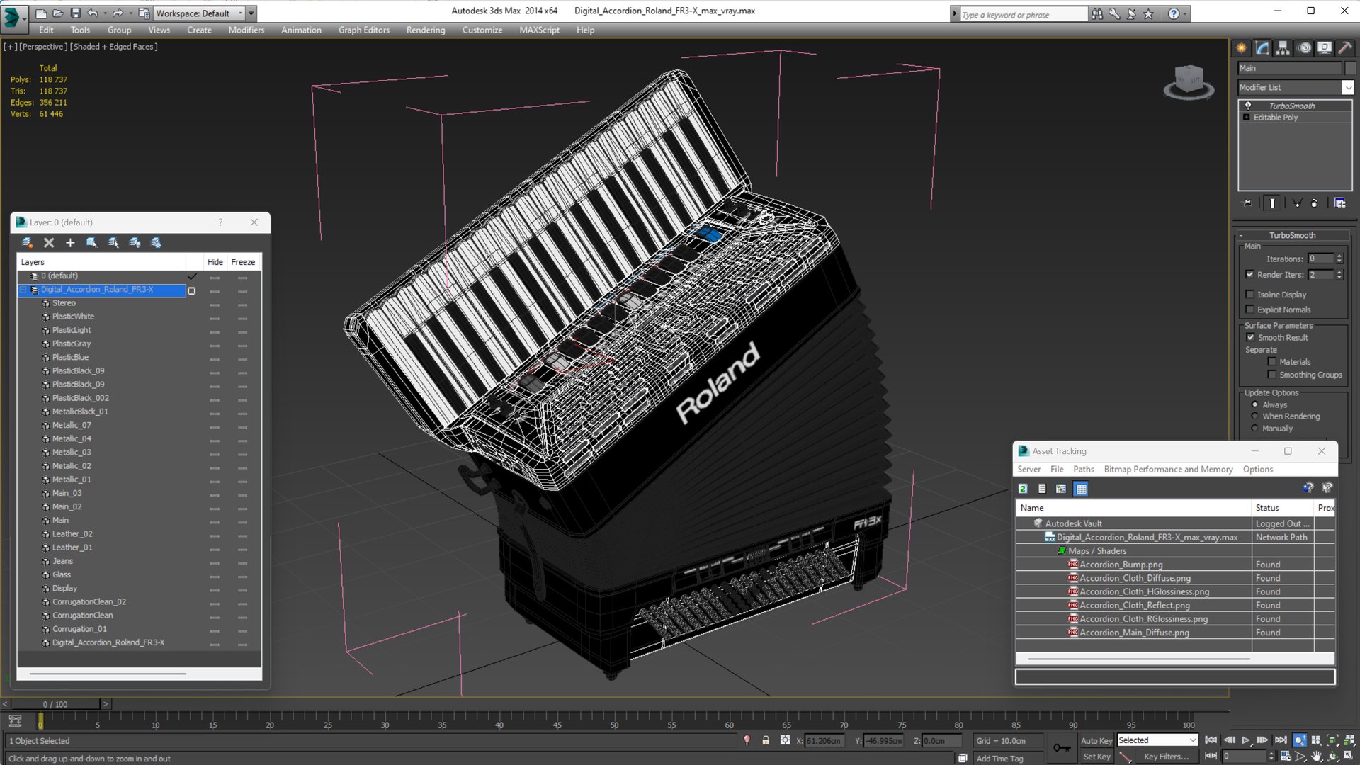 3D Model Digital Accordion Roland FR3-X - TurboSquid 2065269