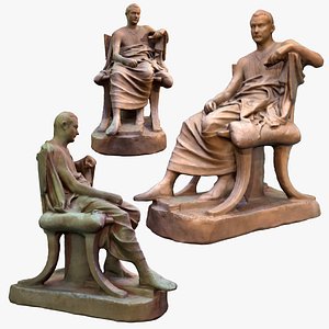 Cast of Menander seated sculpture of a sitting man 3D model