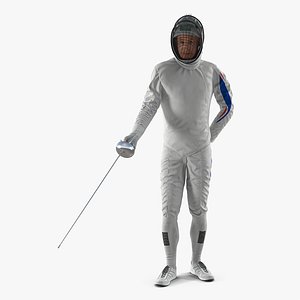 olympic men fencer rigged 3D model