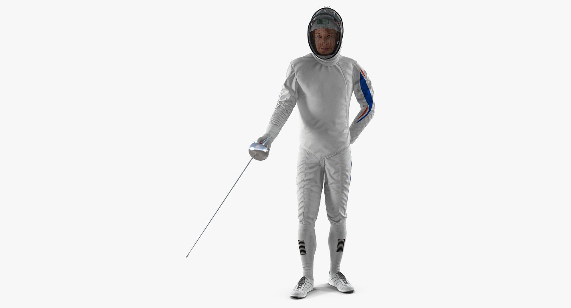 Olympic Men Fencer Rigged 3D Model 3D model preview