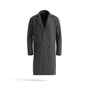 3D Black Wool Coat - casual mens outercoat jacket