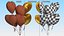 Heart Shaped Matte Gold Balloon Bouquet 3D model