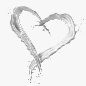 3D White Liquid Heart Shaped Splash