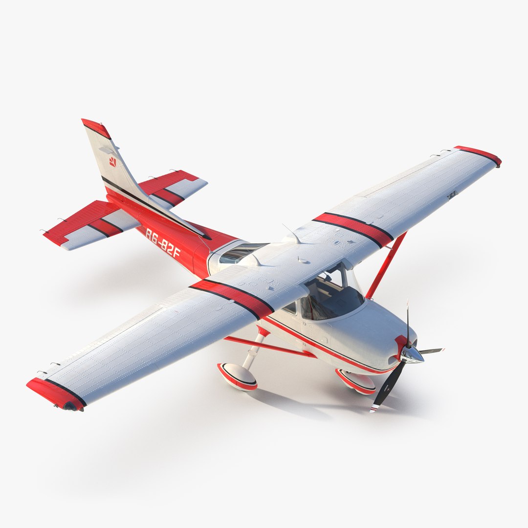 Cessna 182 Skylane Red 3D model preview