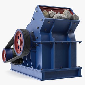 Industrial Belt Hammer Mill with Stones 3D model