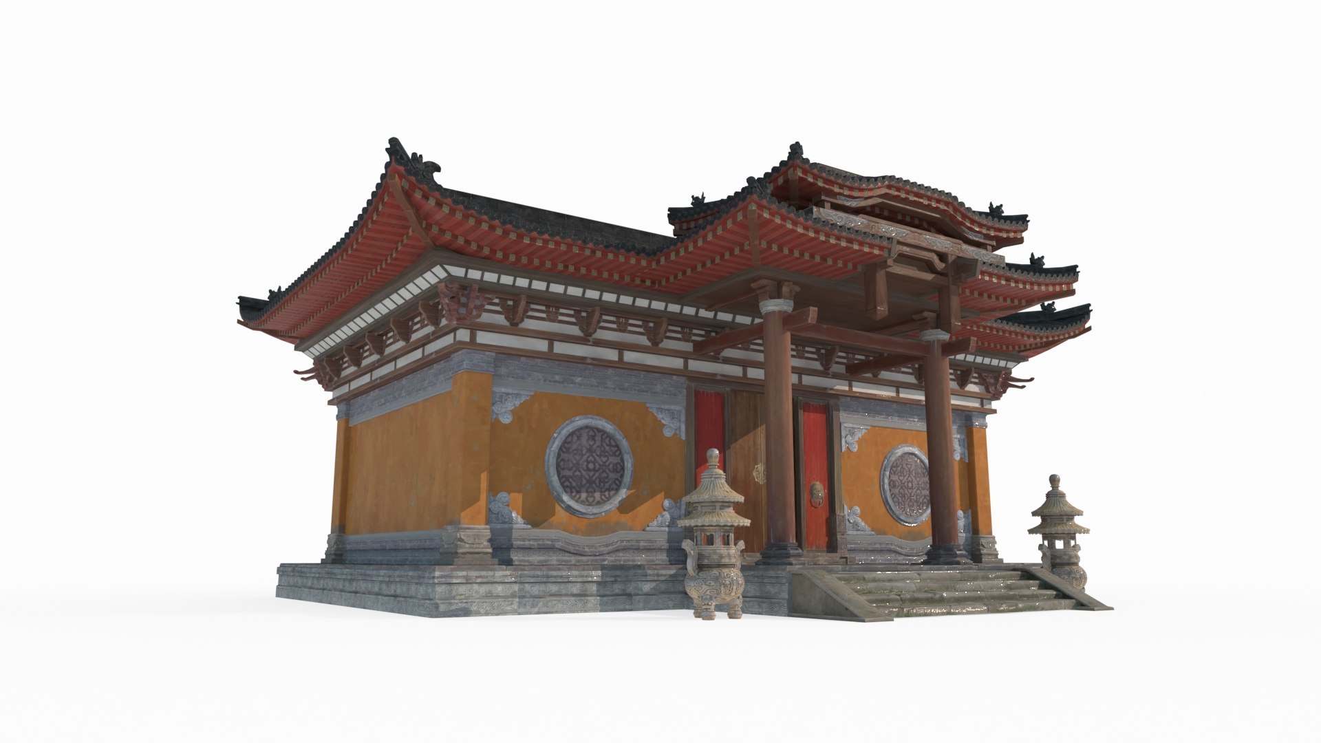 3D Hand Drawn Style Asian Ancient Religious Architecture - TurboSquid ...