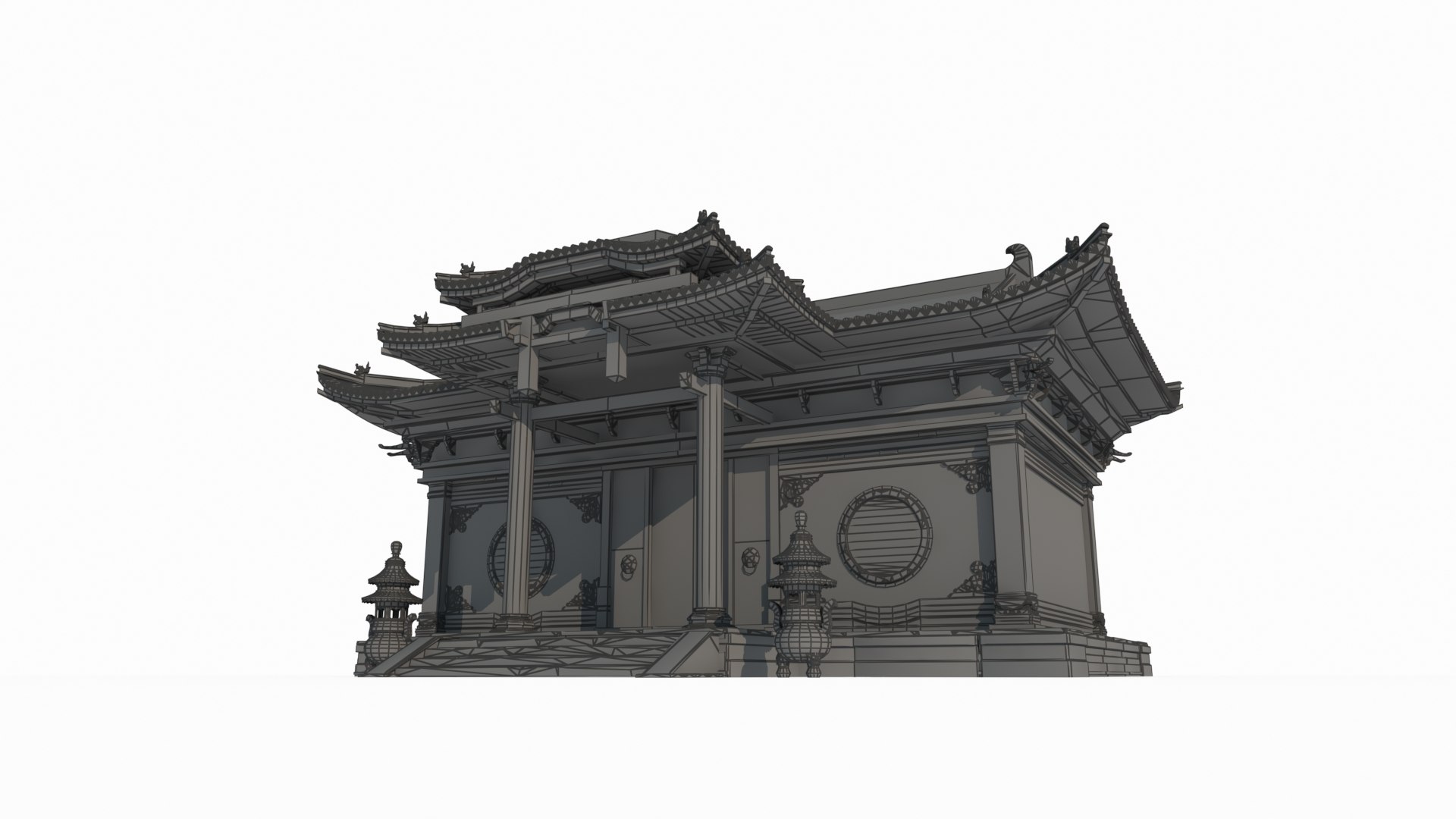 3D Hand Drawn Style Asian Ancient Religious Architecture - TurboSquid ...