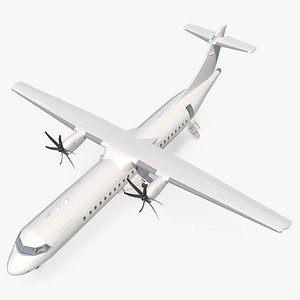 Civil Passenger Plane with Dual Propellers White Rigged for Cinema 4D model