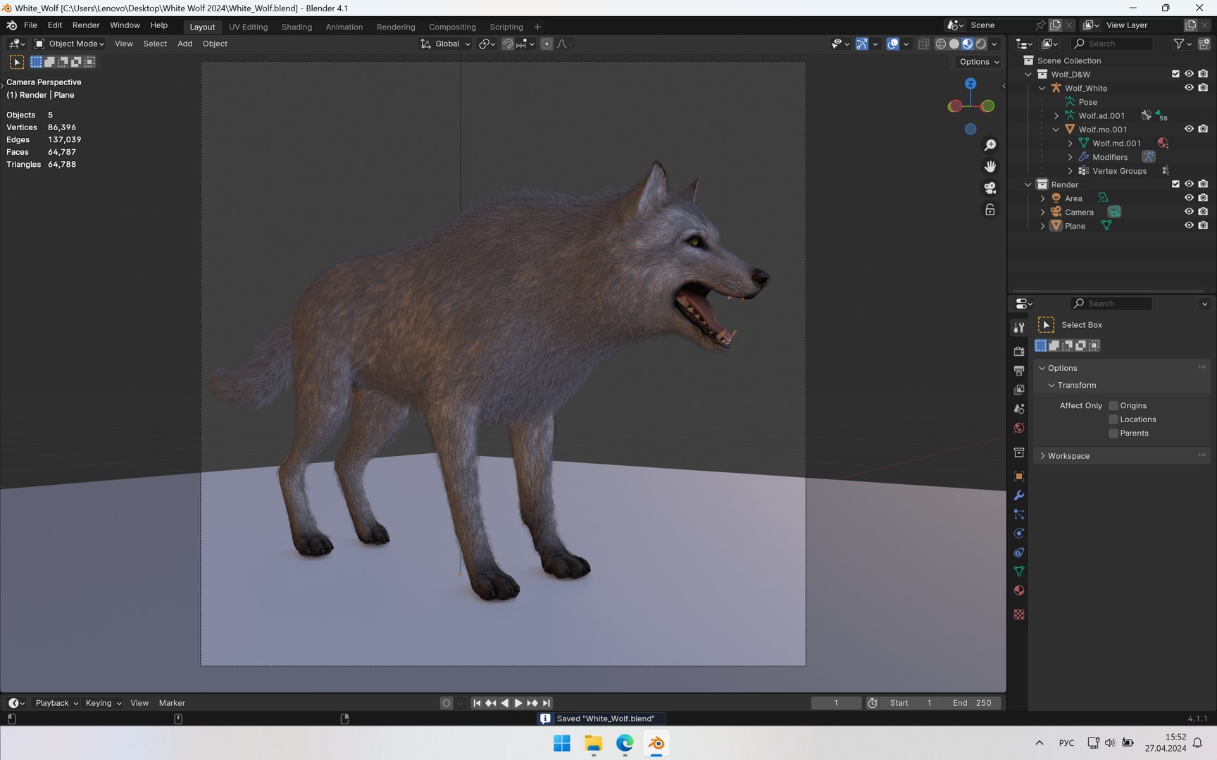 Wolf White Model - TurboSquid 2370523