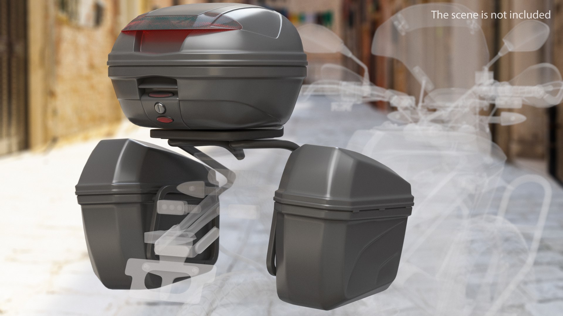 Pair Side Luggage Case Saddlebags 3D model preview