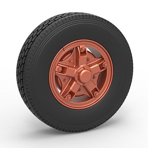 Front wheel of old school truck Scale 1 to 25