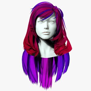 Female Layred hair Low-poly 3D model