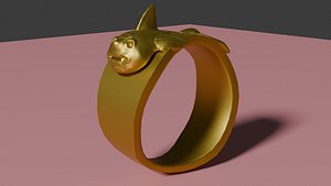 Gold metal ring with fish 3D model