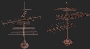 3D Old rusted tv antenna collection model