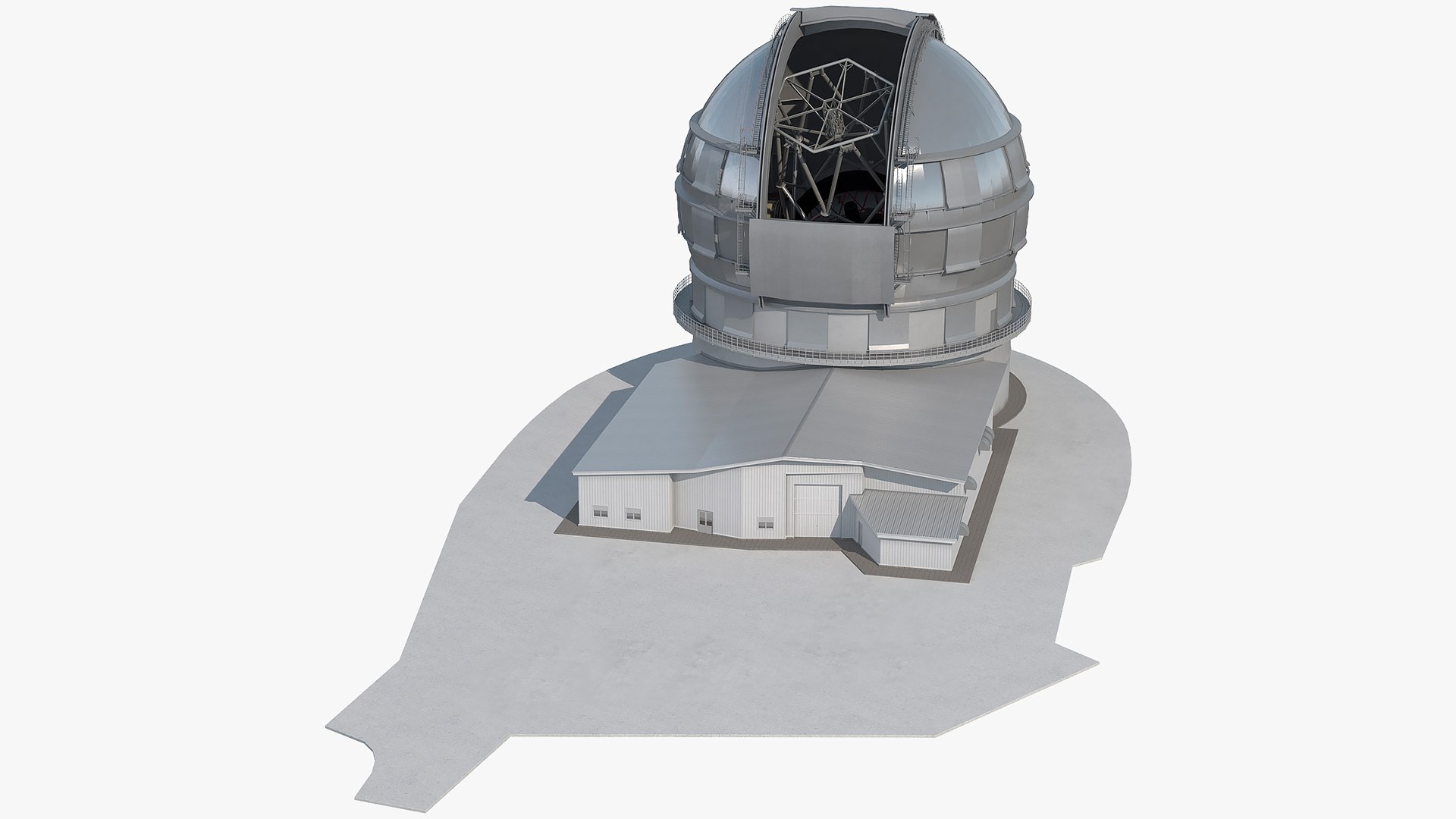 Gran TeCan Reflecting Telescope Rigged 3D model preview