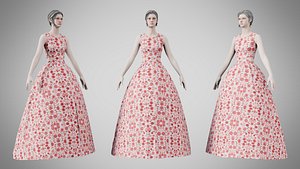 Dress 32 Crimson Bloom Lattice 3D
