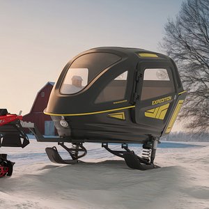 Snowcruiser Expedition Passenger Sled on Snow 3D