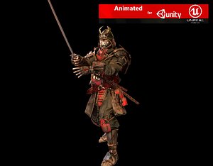 3D samurai rigged character