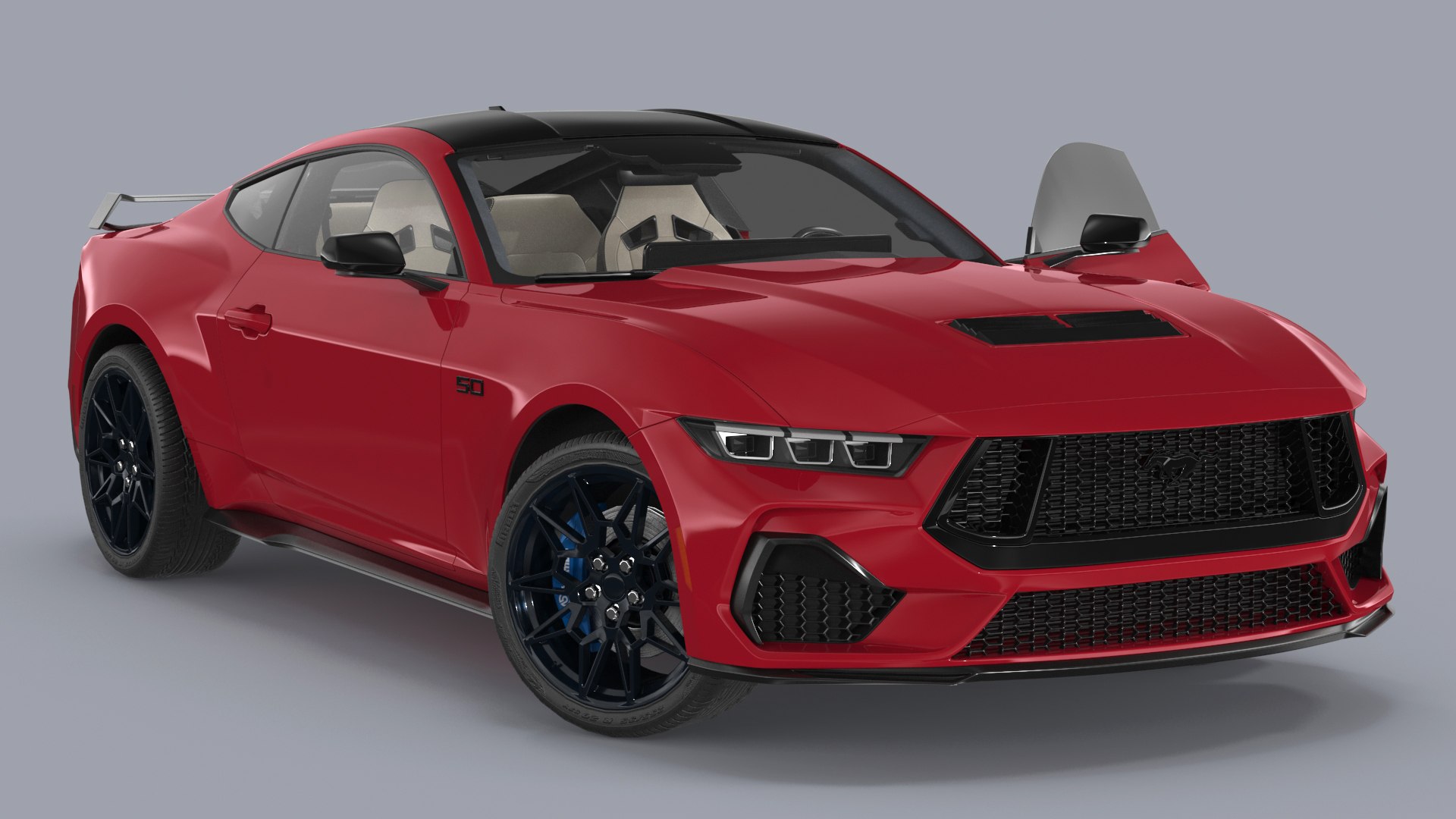 Ford Mustang 2024 Red Rigged 3D model preview