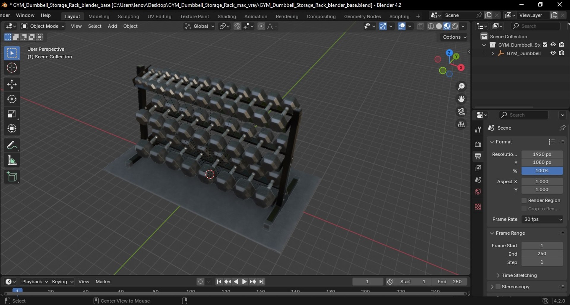 GYM Dumbbell Storage Rack 3D Model - TurboSquid 2403232