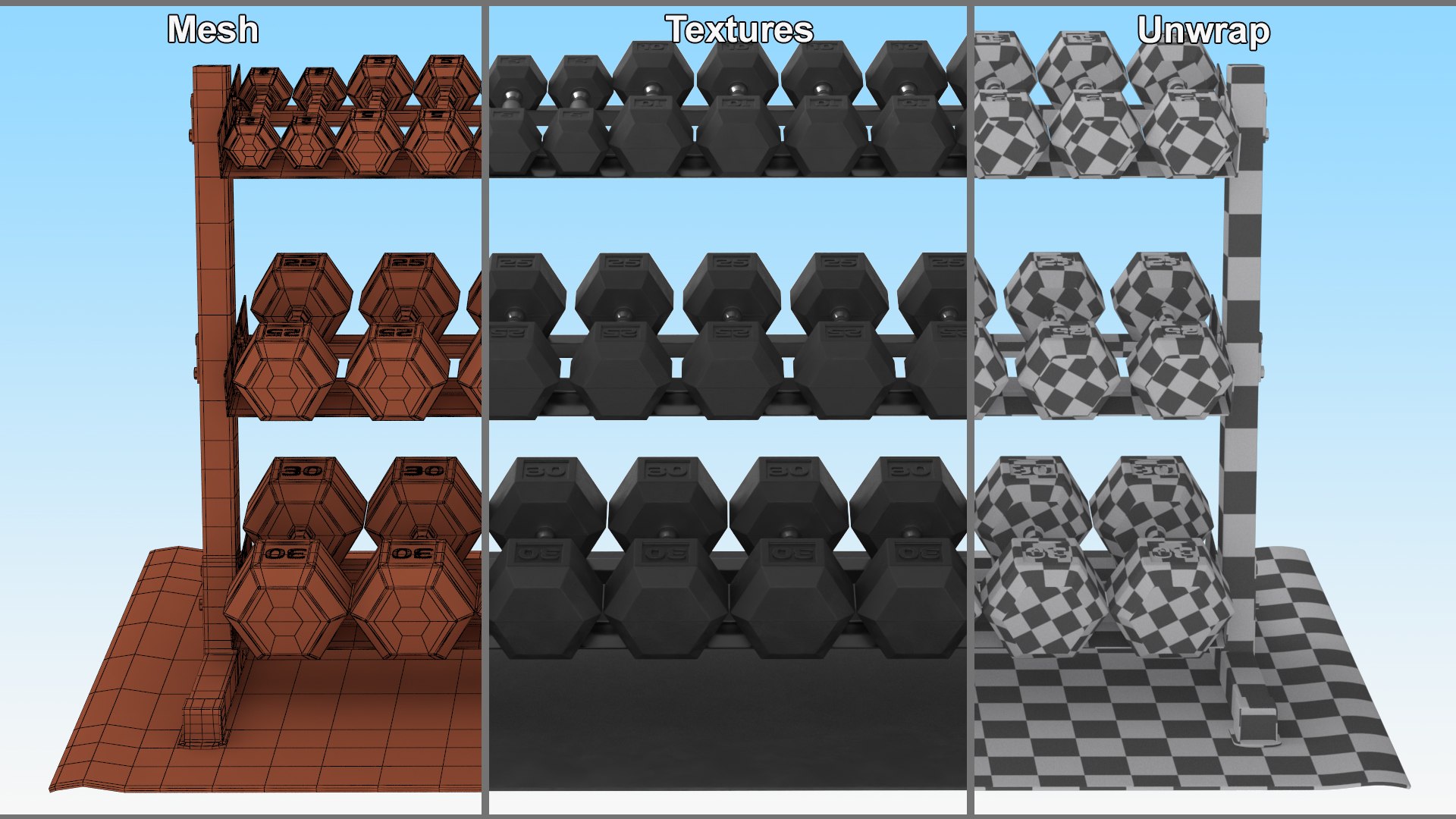 GYM Dumbbell Storage Rack 3D Model - TurboSquid 2403232
