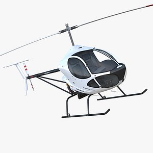 Ultra Light Helicopter Cicare 8 Rigged 3D Model
