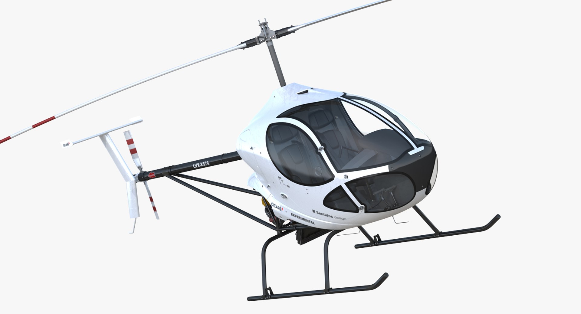 Ultra Light Helicopter Cicare 8 Rigged 3D Model 3D model preview