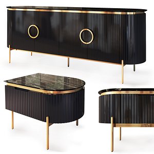 Nightstand sideboard Tesla Black by Medusa Home