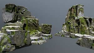 Mossy Rock Set 3D