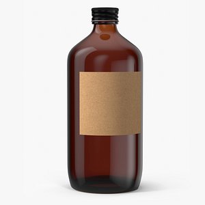 Amber Glass Bottle with Blank Label