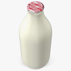 Glass Bottle of Semi-Skimmed Milk with Foil Top 3D model